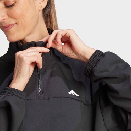 adidas aeroready train essentials woven quarter zip track jacket black white hz5636 4