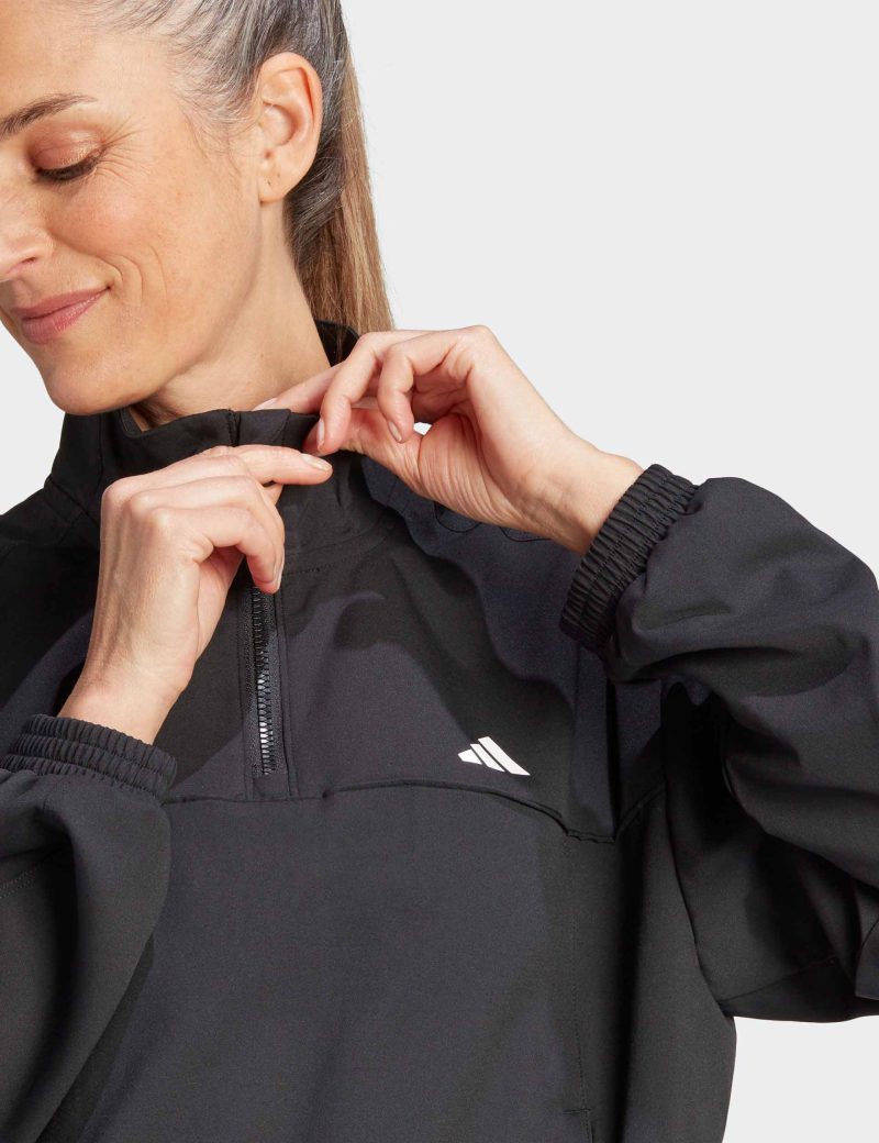 adidas aeroready train essentials woven quarter zip track jacket black white hz5636 4