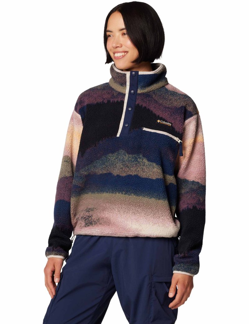 columbia helvetia ii cropped sherpa half snap printed fleece collegiate navy dolomites 2098501 464 2