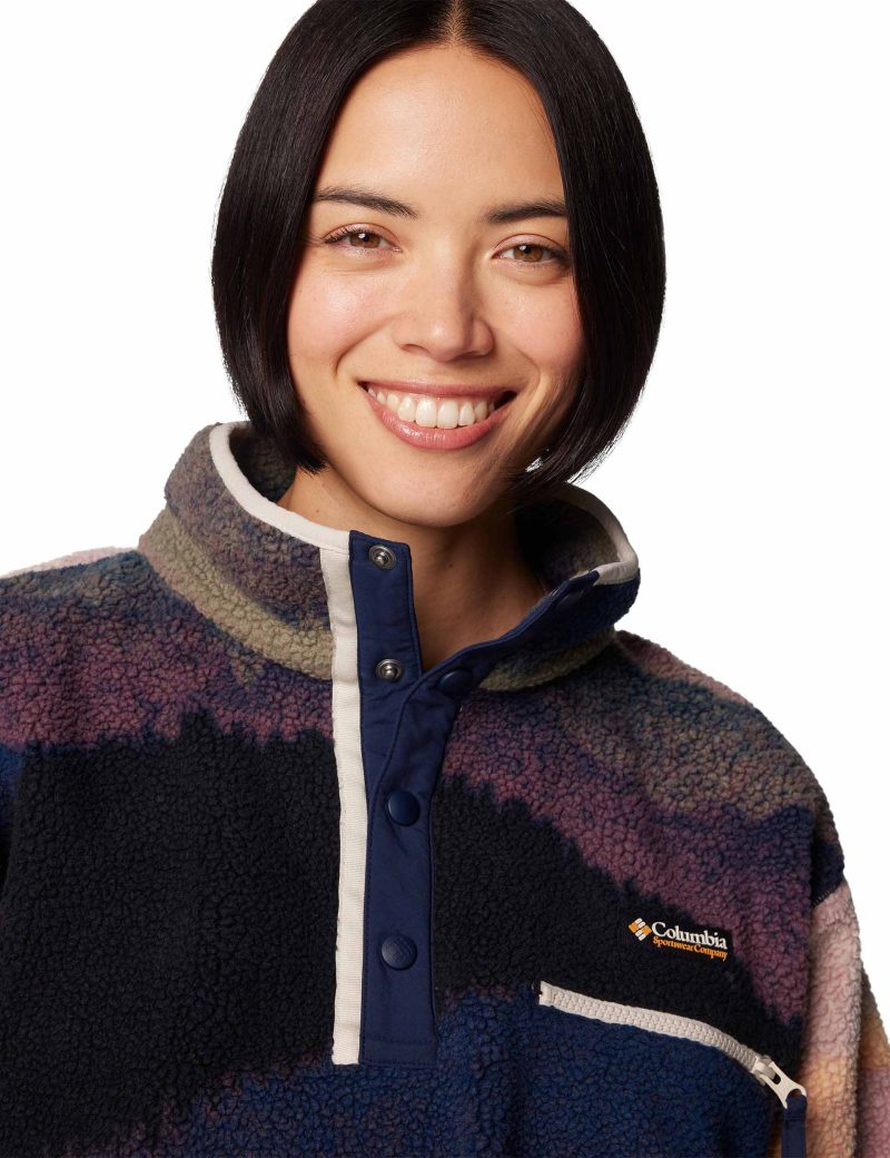 columbia helvetia ii cropped sherpa half snap printed fleece collegiate navy dolomites 2098501 464 5