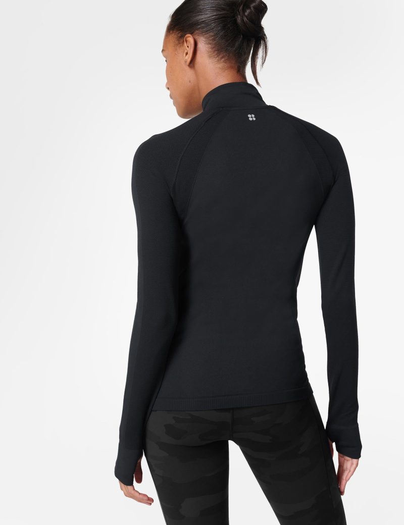 sweaty betty athlete seamless half zip long sleeve top black sb6548 2