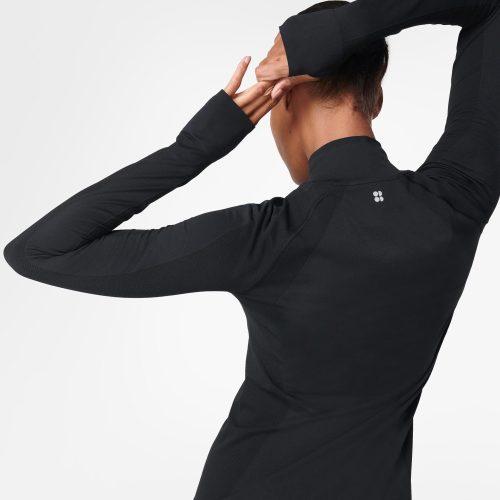 sweaty betty athlete seamless half zip long sleeve top black sb6548 6