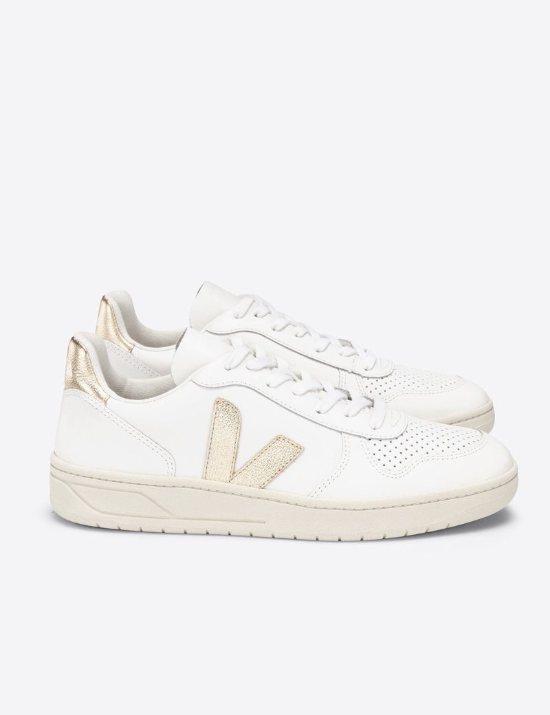 veja v 10 leather trainers white platine VX022490 4